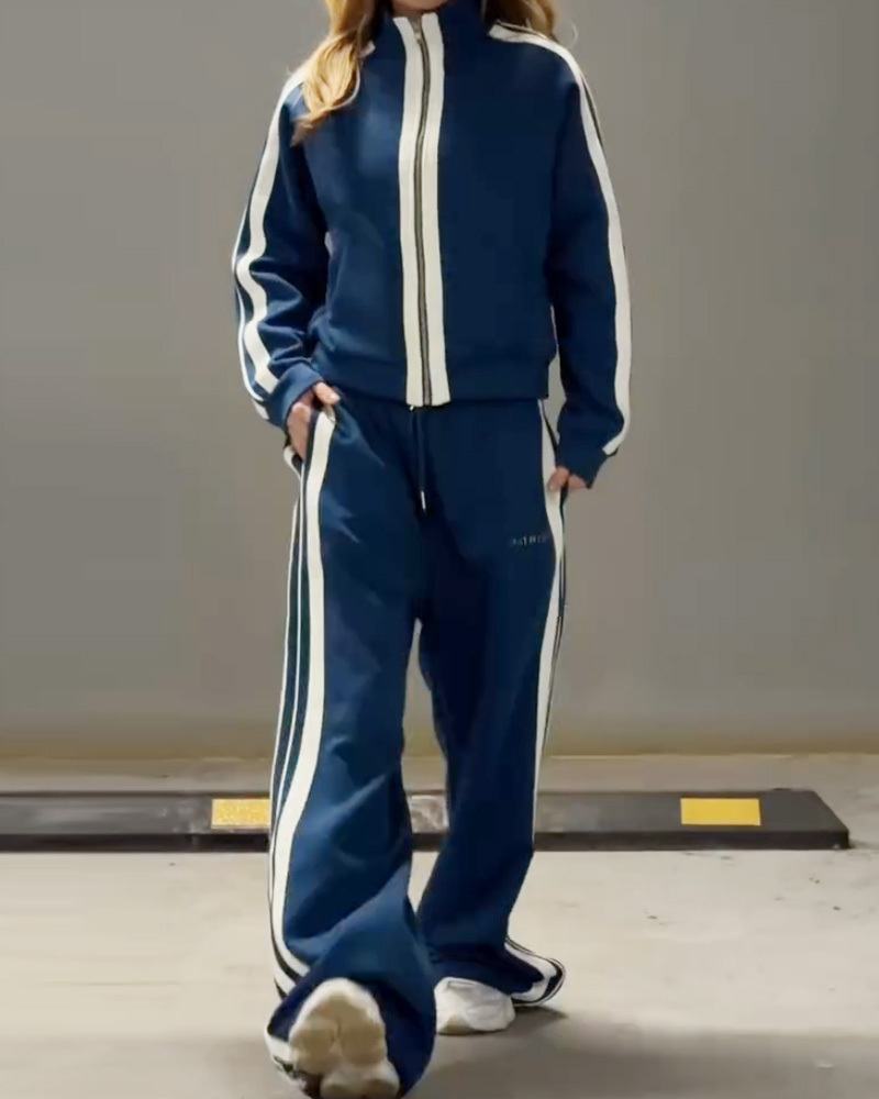 Casual Solid Color Loose Two-Piece Set