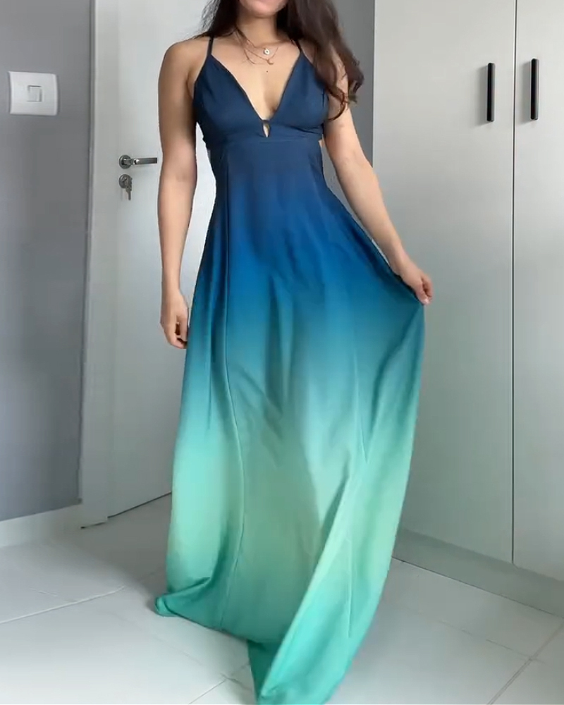 Sleeveless Gradient Tie Dress