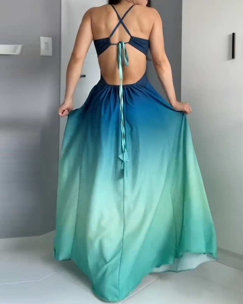 Sleeveless Gradient Tie Dress