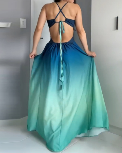 Sleeveless Gradient Tie Dress