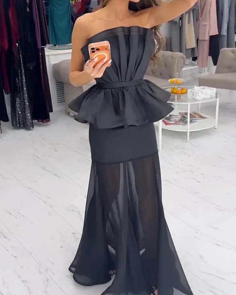 Elegant and beautiful solid color two-piece set