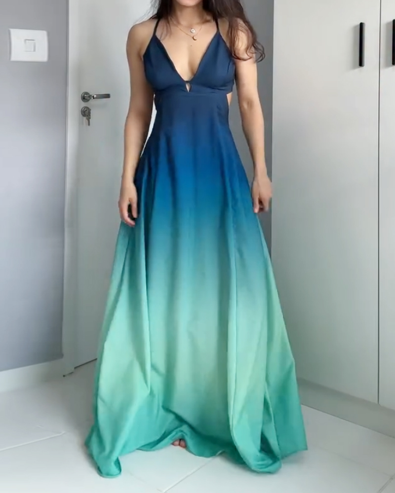 Sleeveless Gradient Tie Dress