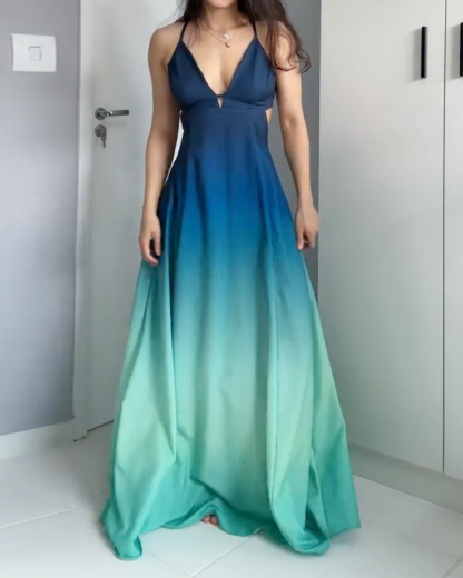 Sleeveless Gradient Tie Dress