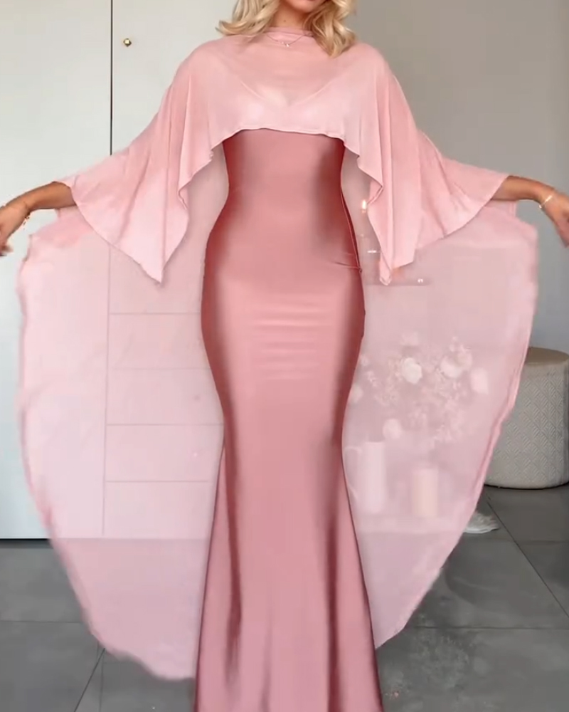 Elegant Two-Piece Shawl Dress Set