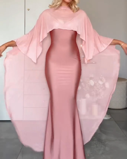 Elegant Two-Piece Shawl Dress Set