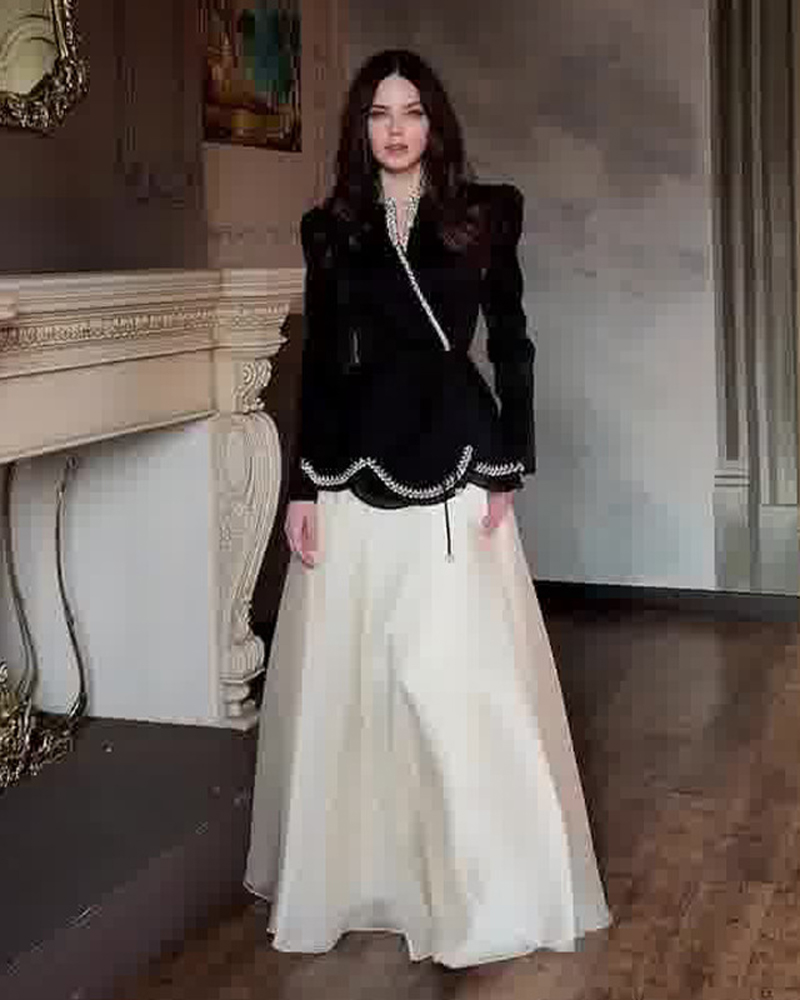 Elegant Two-Piece Maxi Dress Set with Ruffles and Rhinestone Embellishments