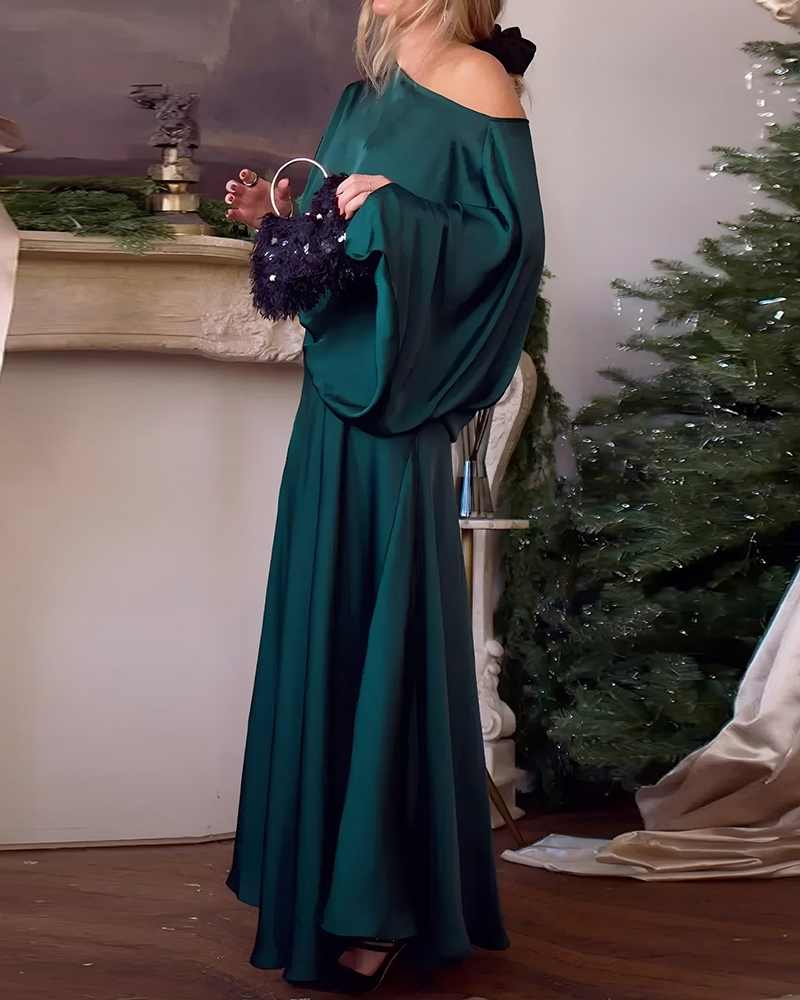 Elegant and Sexy Solid-Color Satin Fashion Maxi Dress