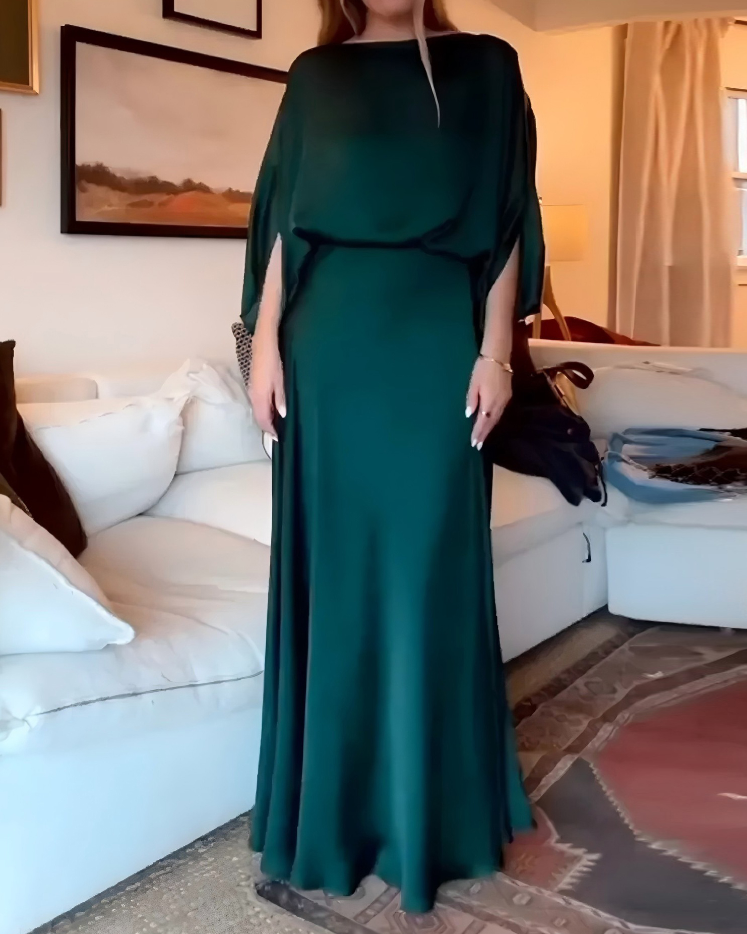 Elegant and Sexy Solid-Color Satin Fashion Maxi Dress