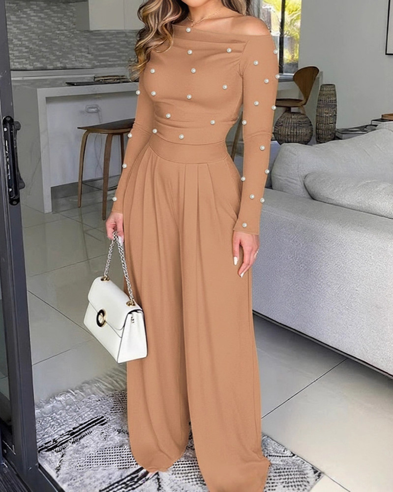 Pearl Long-Sleeved Solid Color Two-Piece Set