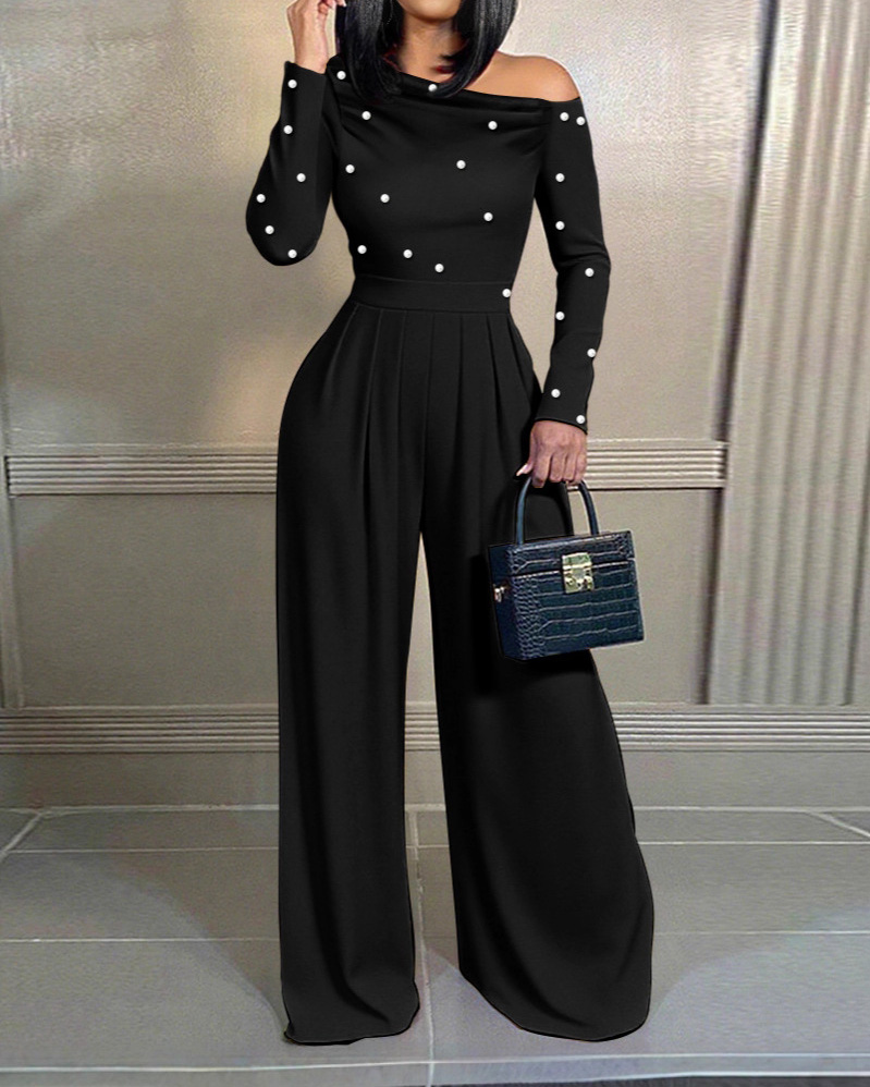 Pearl Long-Sleeved Solid Color Two-Piece Set