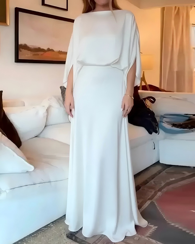 Elegant and Sexy Solid-Color Satin Fashion Maxi Dress