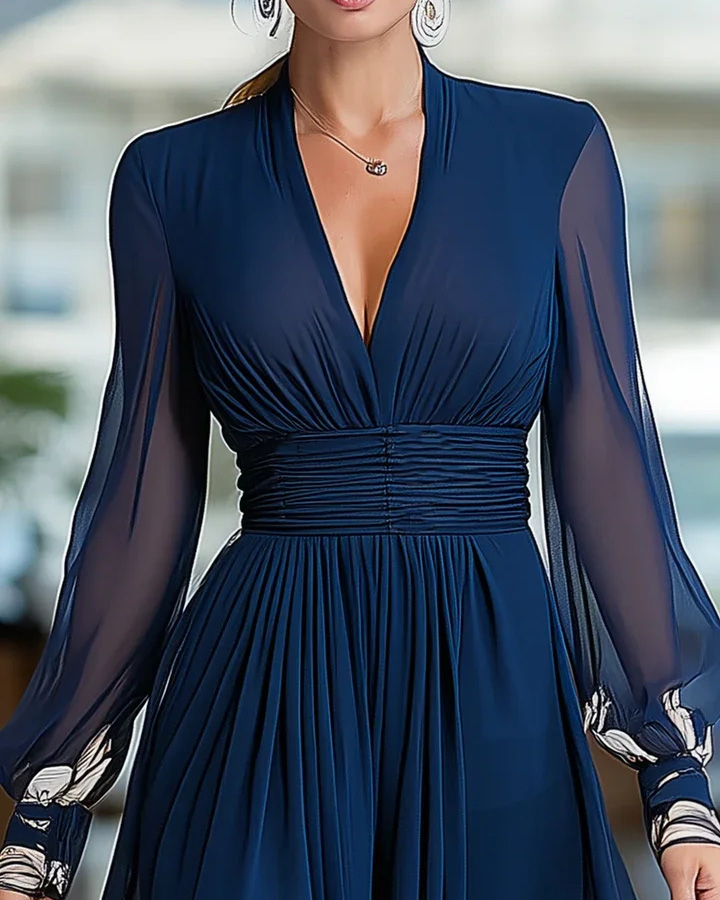 V-Neck Chiffon Printed Dress