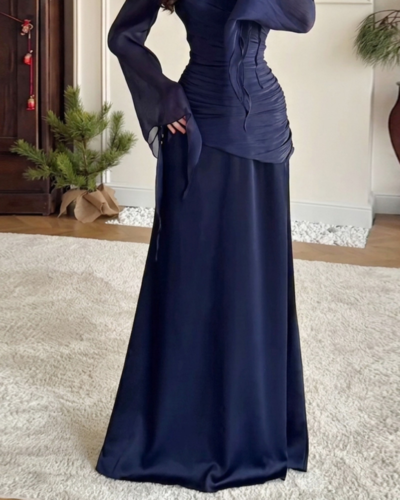 Elegant Glossy Solid Color Dress