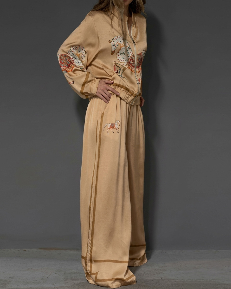 Casual Horse Print Two-Piece Set