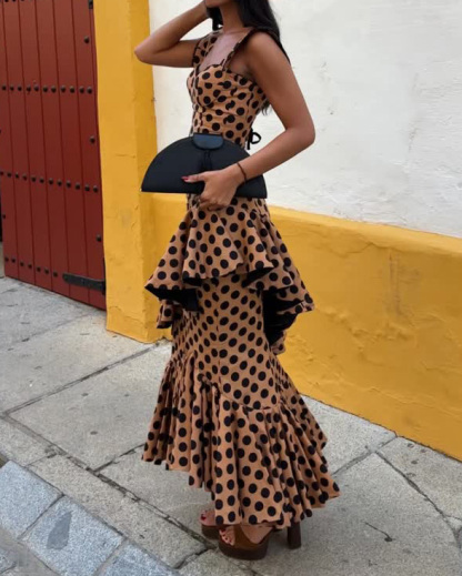 Elegant Polka-Dot Two-Piece Dress Set