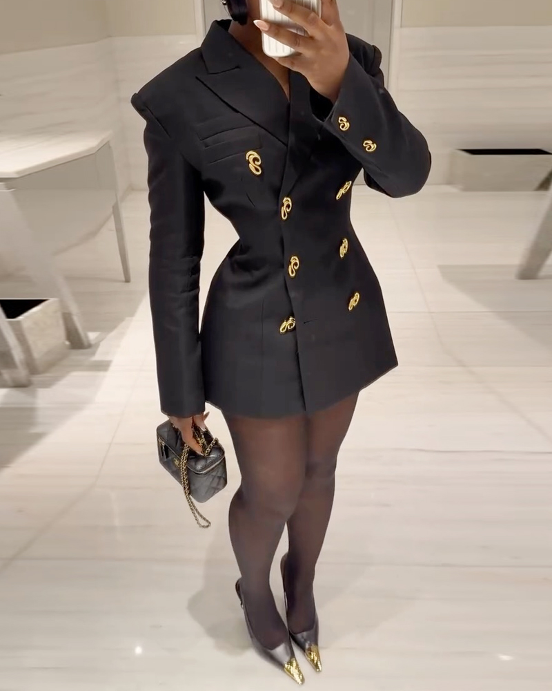 Lapel Solid Color Mini Dress