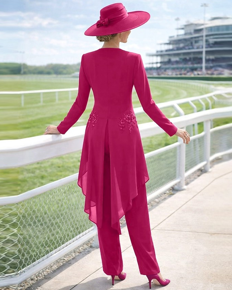 Chic Fuchsia Formal Pant Suit - Elegant Ladies Evening Outfit