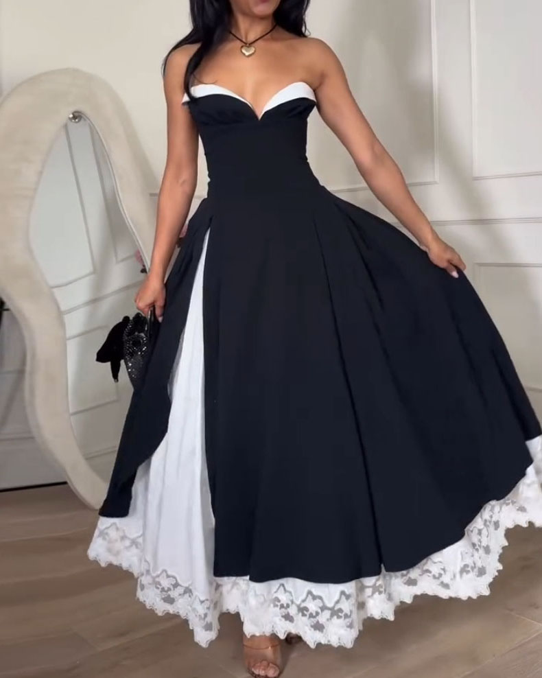 Elegant Double-Layered Lace Dress