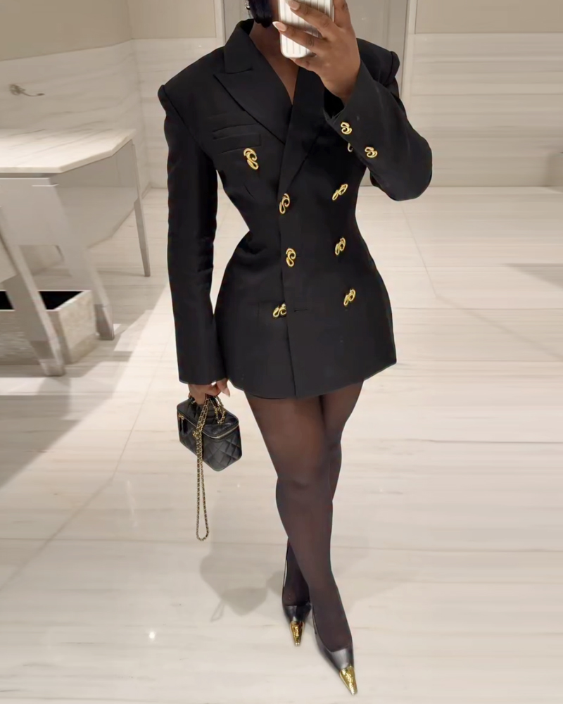 Lapel Solid Color Mini Dress