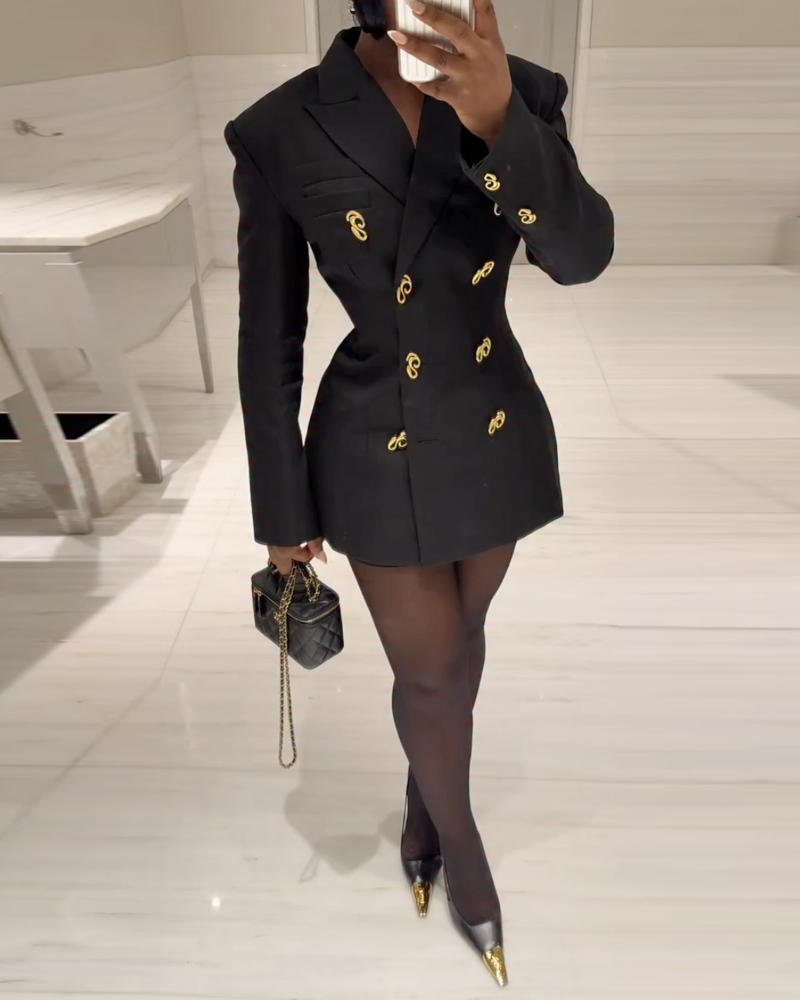 Lapel Solid Color Mini Dress