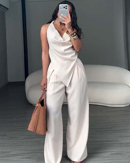 Loose-Fitting Casual Tie-Up Two-Piece Set