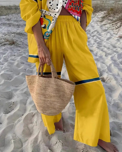 Casual loose-fitting horse print two-piece set