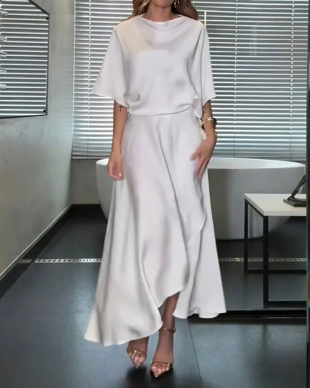 Round neck casual solid color dress