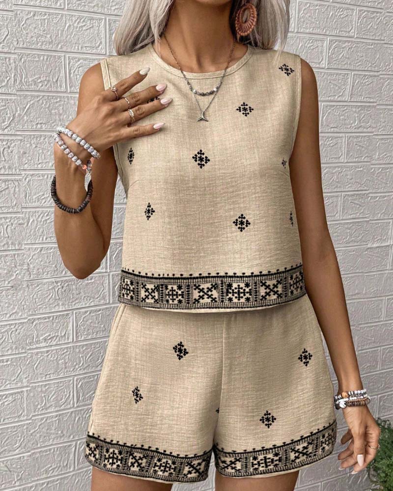 Bohemian Vacation High-Waisted Wide-leg Two-Piece Set