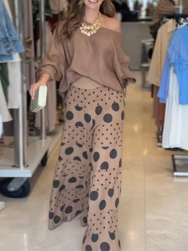 Off - shoulder casual loose two - piece set - MismiDaily - Two - piece