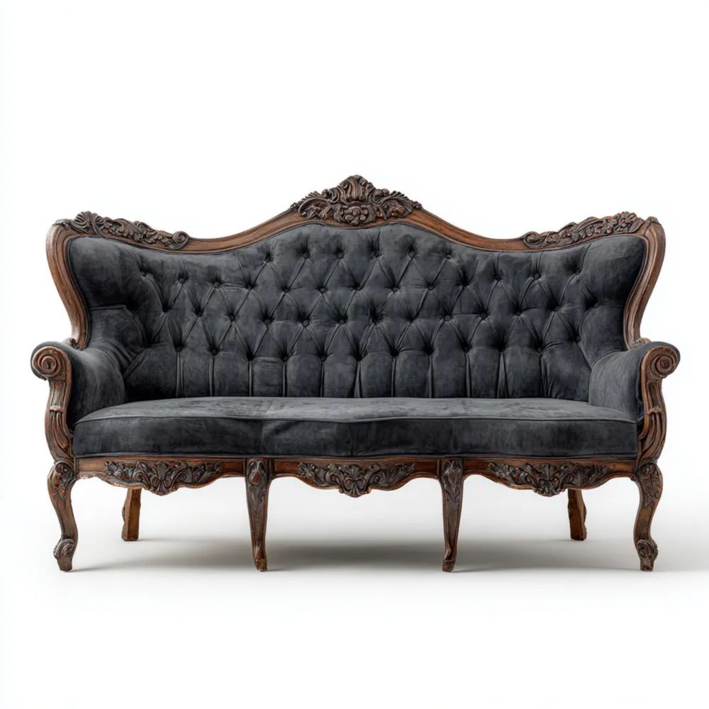 2-Sitzer Sofa Samt 150x90x105 cm - Dunkelgrau - Klassisches Design