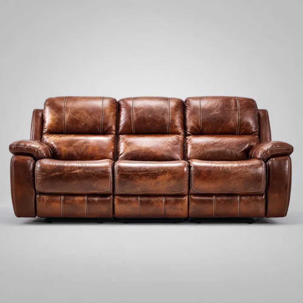 3-Sitzer-Sofa Leder 210x95x100 cm - Braun - Klassisches Design