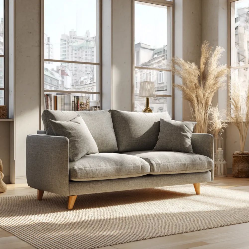 2-Sitzer-Sofa mit Stoffpolsterung 150x85x75 cm - Hellgrau - Skandinavisches Design