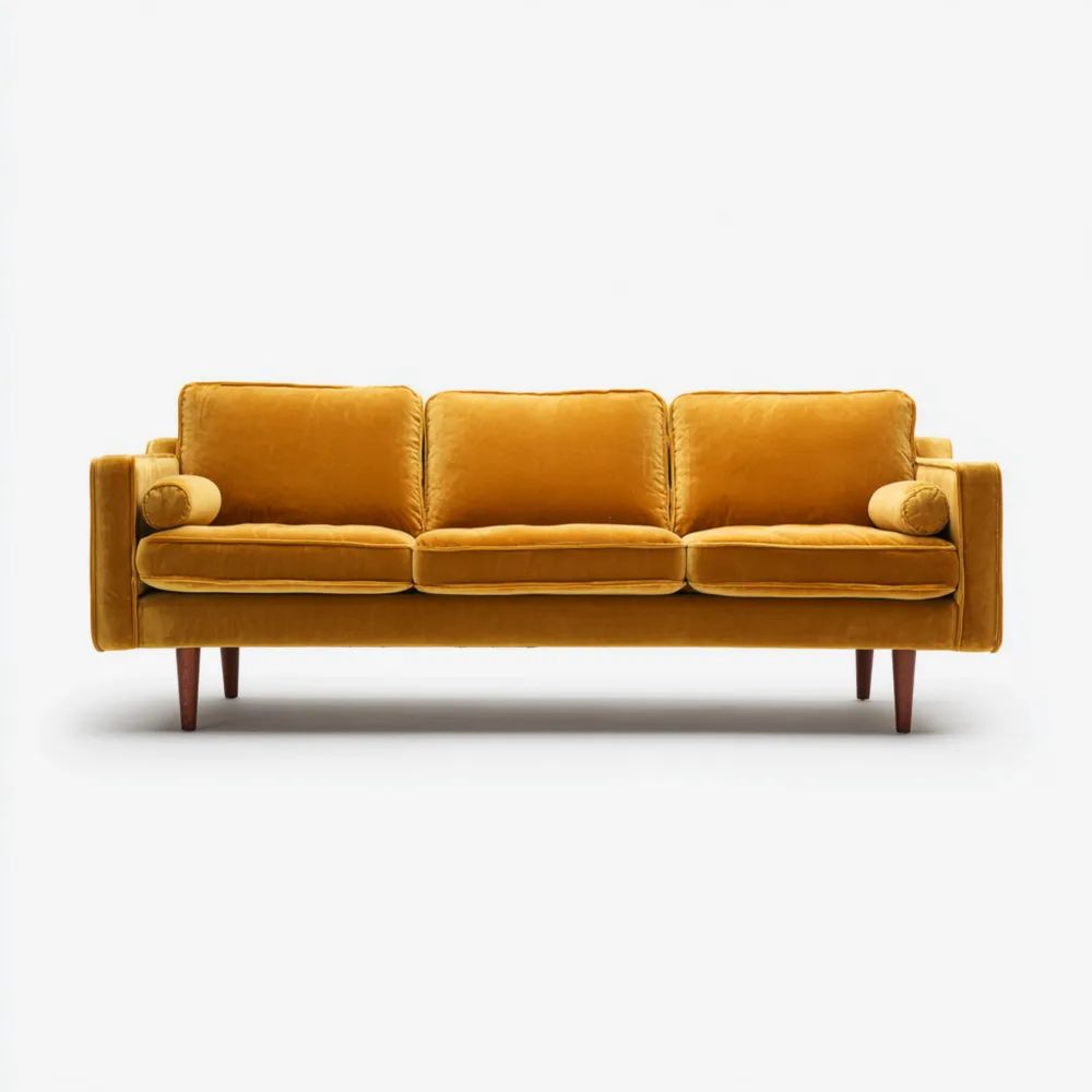 3-Sitzer-Sofa Samt 200x85x75 cm - Senfgelb - Skandinavisches Design
