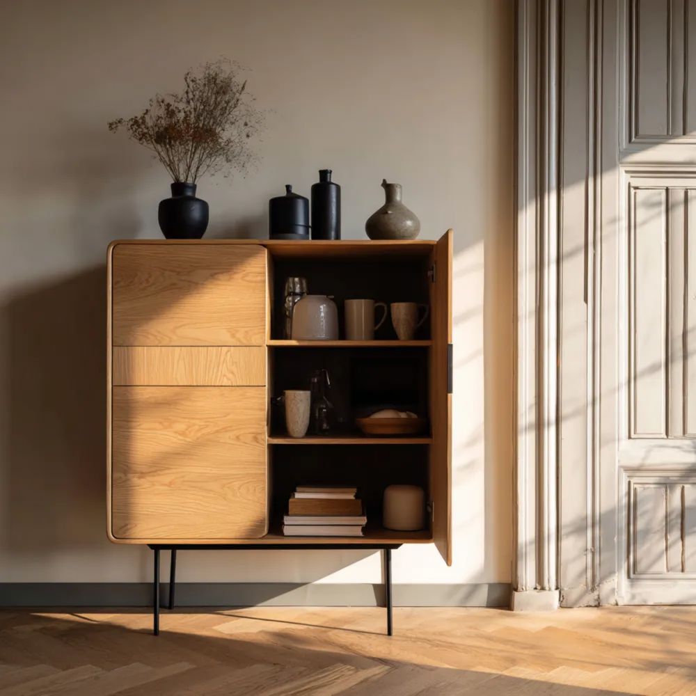 Aufbewahrungsschrank Holz 120x80x40 cm – Hellbraun – Skandinavisches Design