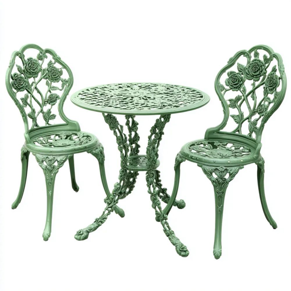 Gartenmöbel-Set Gusseisen 60x60x60 cm – Grün – Klassisches Design