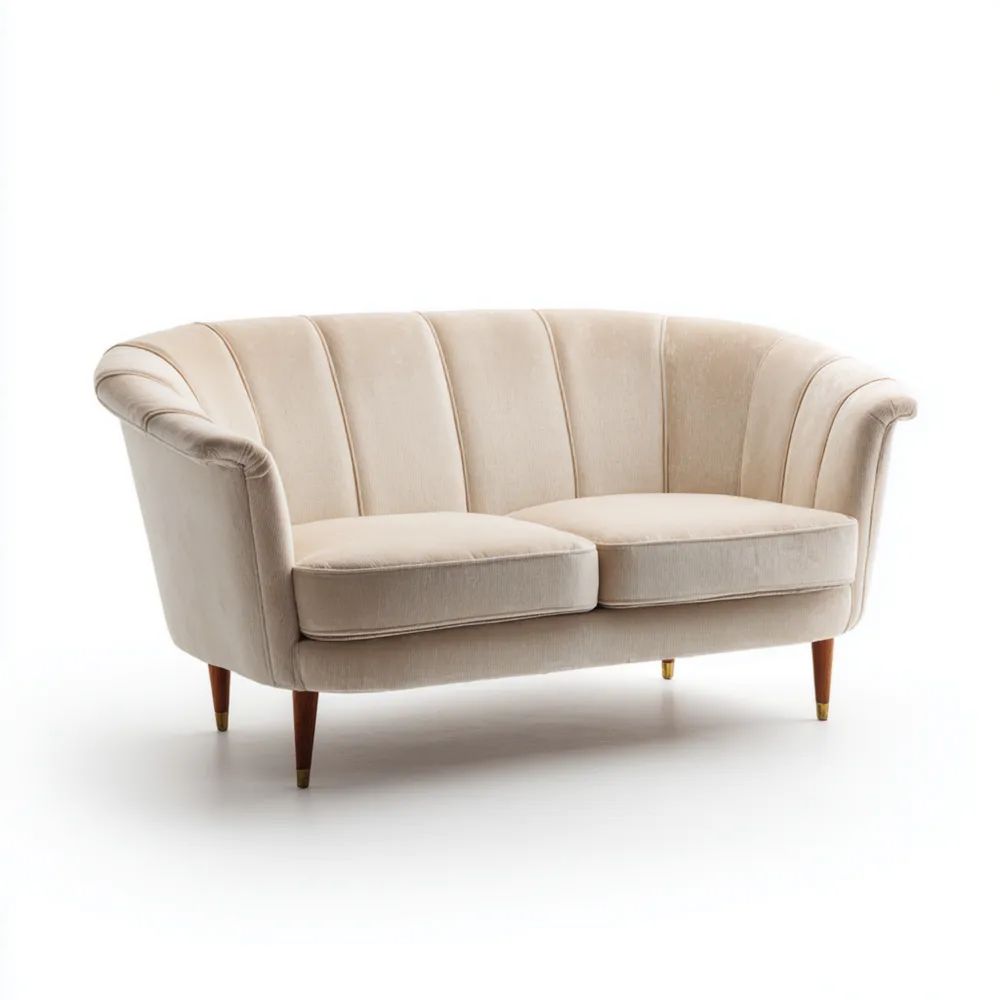 2-Sitzer-Sofa Samt 150x80x85 cm – Creme – Skandinavisches Design