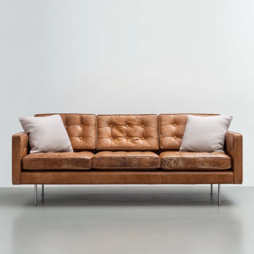3-Sitzer-Sofa Ledersofa 210x85x80 cm - Braun - Modernes Design