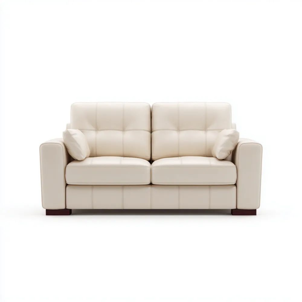 2-Sitzer Ledersofa 190x85x85 cm – Cremeweiß – Modernes Design