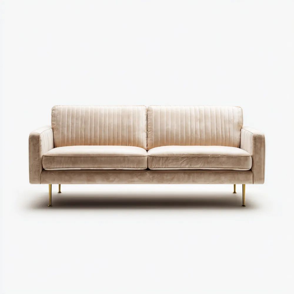 2-Sitzer-Sofa Samtpolsterung 200x85x80 cm – Creme – Modern
