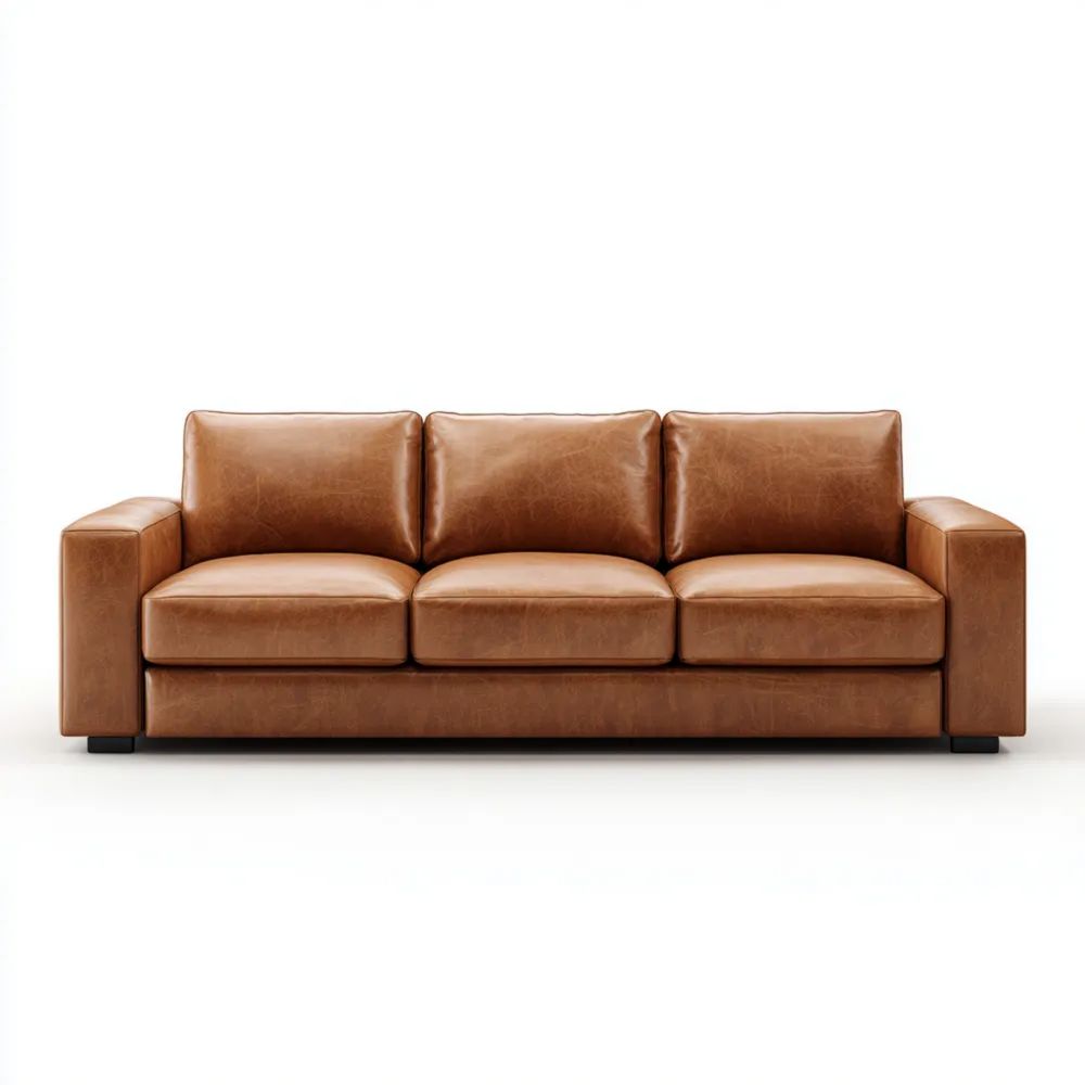 3-Sitzer-Sofa Ledermaterial 210x90x85 cm – Braun – Modernes Design