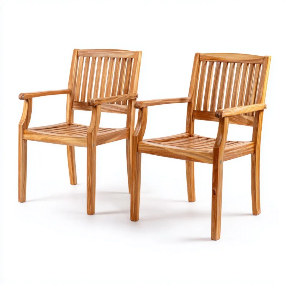 Gartenstühle Massivholz Teak 60x58x90 cm – Natürliche Farbe – Klassisches Design