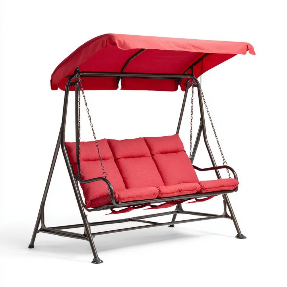 Gartenschaukel mit Metallrahmen 170x110x153 cm - Rot
