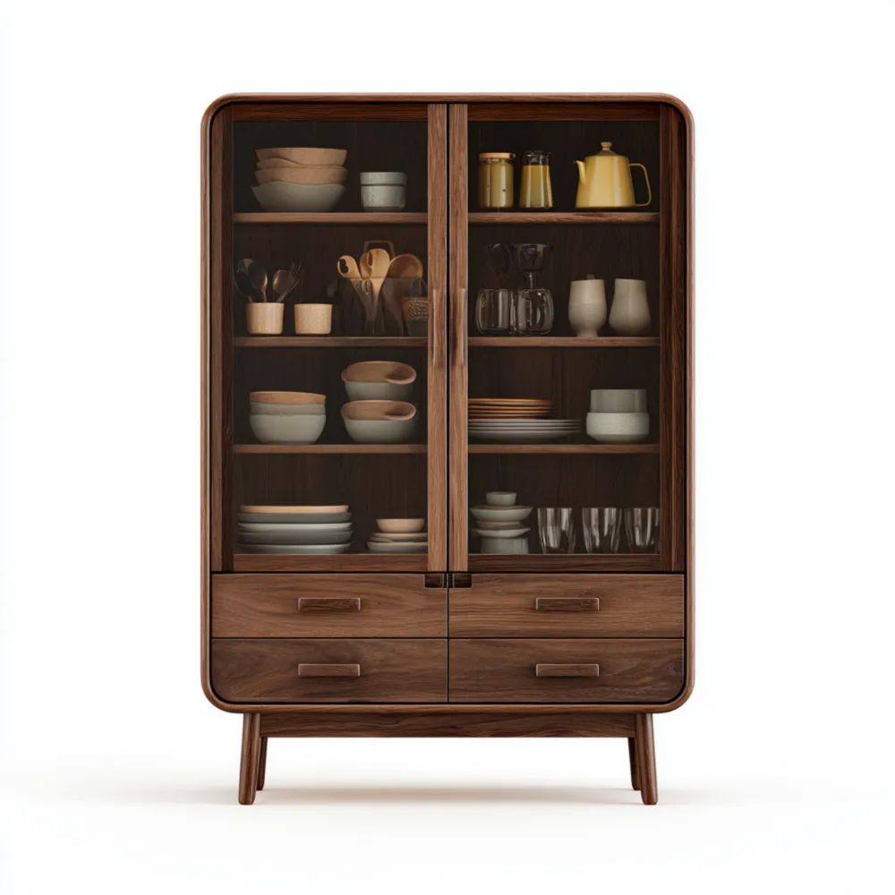 Vitrine Holz 190x120x40 cm – Dunkelbraun – Moderner Stil