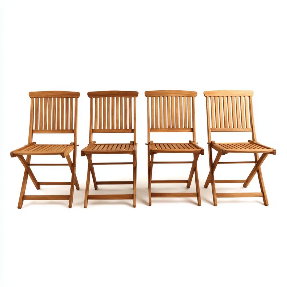 Gartenklappstühle Holz 4er Set - Teak - Faltbar 40x45x90 cm