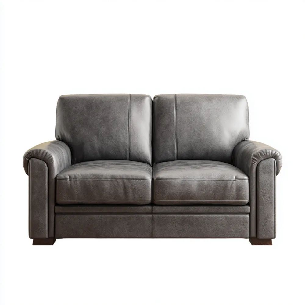 2-Sitzer-Sofa Leder 140x85x90 cm - Dunkelgrau - Klassisches Design