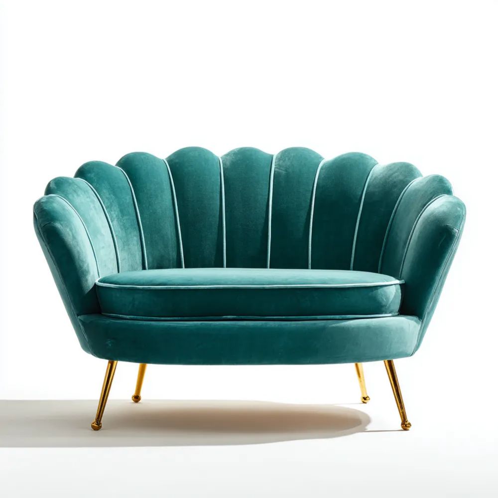 2-Sitzer-Sofa Samt 130x75x80 cm – Türkis – Art-Deco-Stil