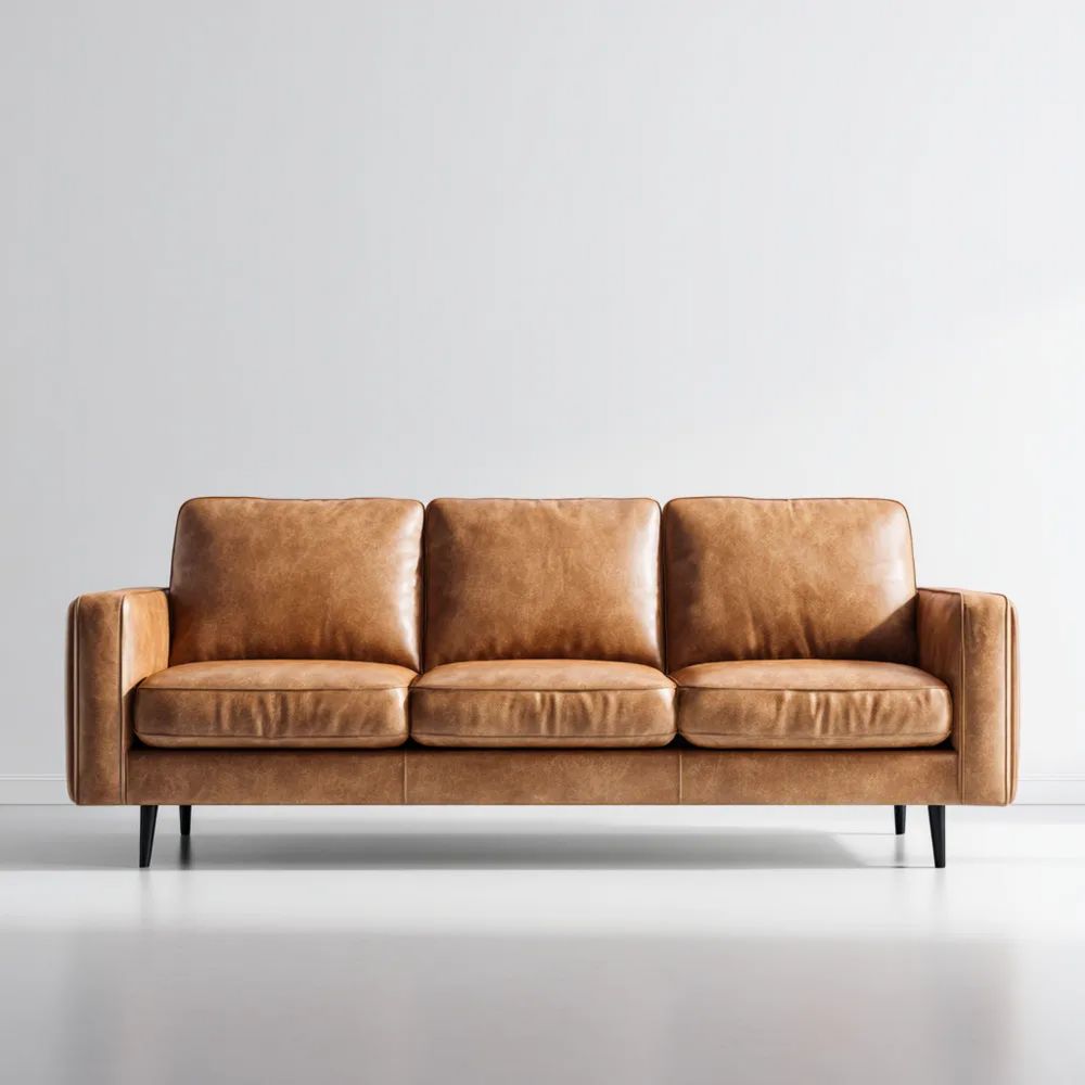 3-Sitzer Ledersofa 200x85x90 cm - Braun