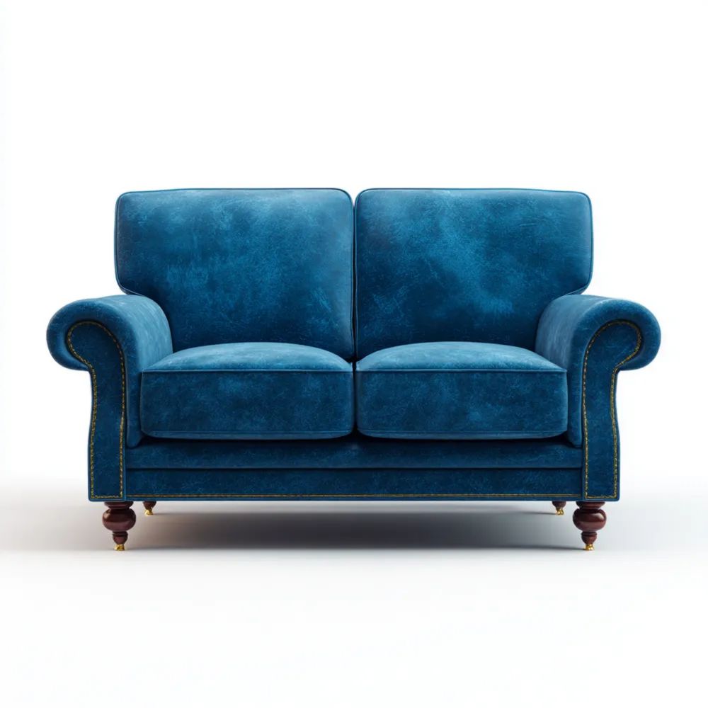 2-Sitzer-Sofa 140x85x90 cm Samtbezug – Blau – Klassisches Design