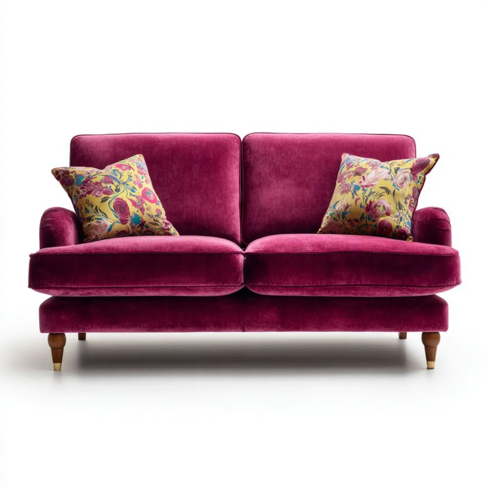2-Sitzer-Sofa Samt 150x85x75 cm – Magenta – Klassisches Design