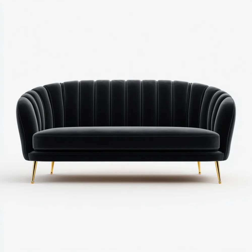 2-Sitzer-Sofa Samtbezug 150x85x75 cm – Schwarz – Modernes Design